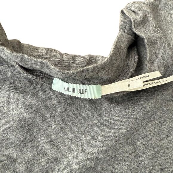 Urban Outfitters Kimchi Blue Tee Odette Ruffled Crop Top Grey Shirt Small - Picture 6 of 7